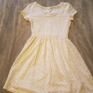 Cream Lace Fit and Flare Dress